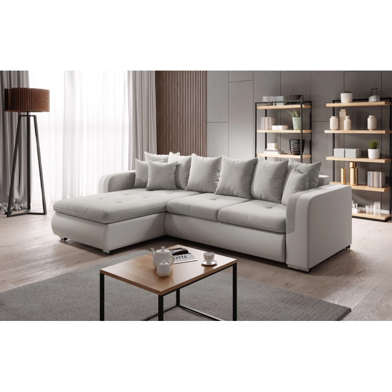 Rohová sedací souprava DAFNI MINI - bílá / světle béžová, levý roh