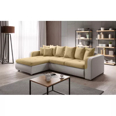 Rohová sedací souprava DAFNI MINI - bílá / žlutá, levý roh