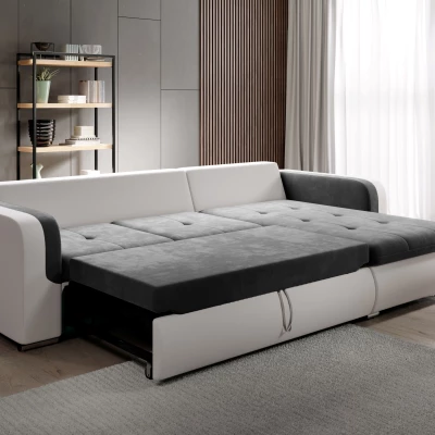 Rohová sedací souprava DAFNI MINI - bílá / černá, levý roh