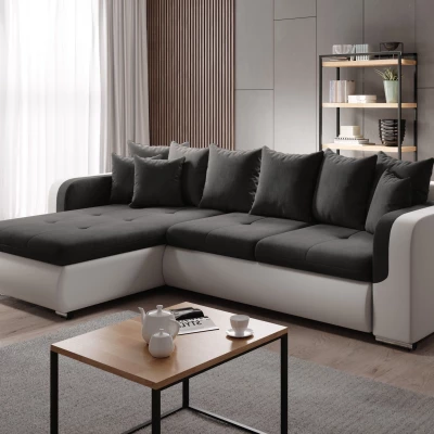 Rohová sedací souprava DAFNI MINI - bílá / černá, levý roh