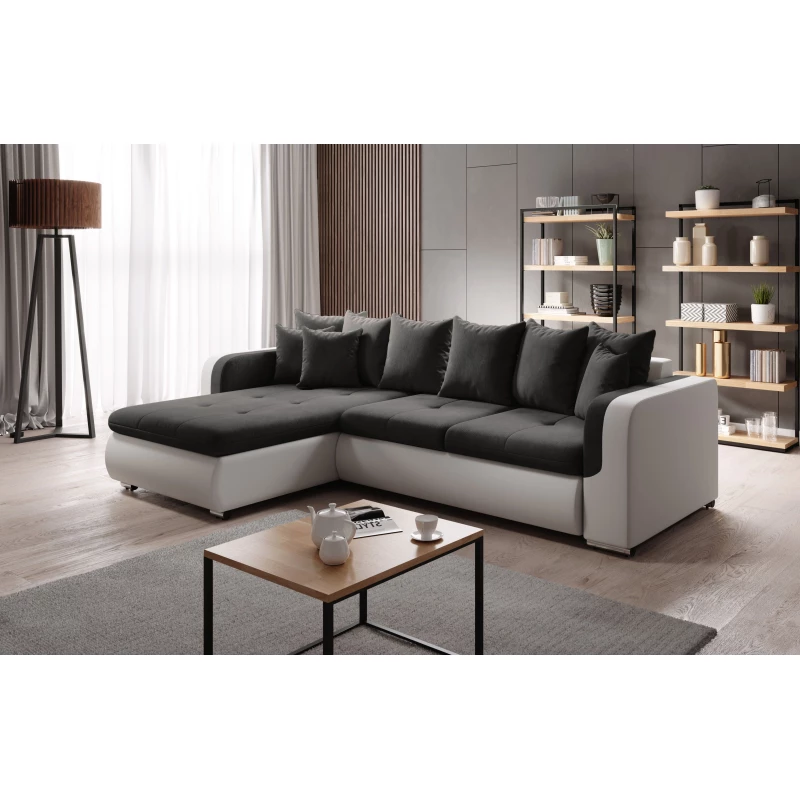 Rohová sedací souprava DAFNI MINI - bílá / černá, levý roh