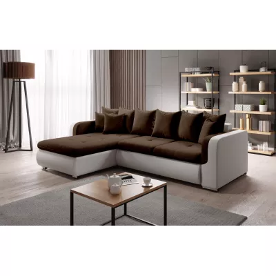 Rohová sedací souprava DAFNI MINI - bílá / tmavě hnědá, levý roh