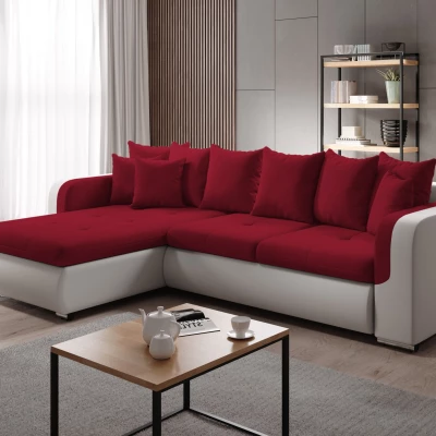 Rohová sedací souprava DAFNI MINI - bílá / červená, levý roh