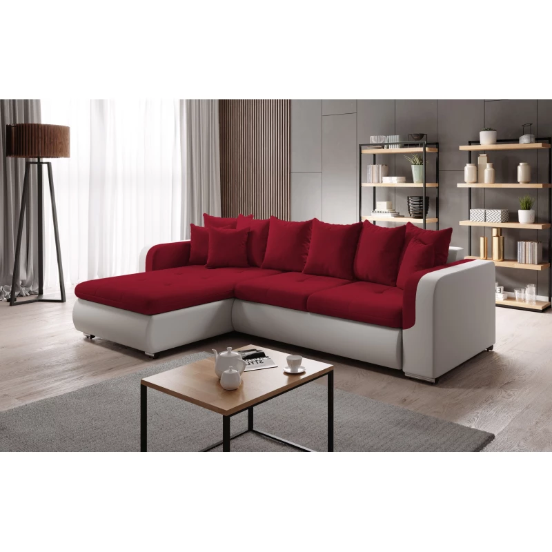 Rohová sedací souprava DAFNI MINI - bílá / červená, levý roh