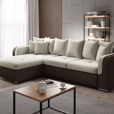 Rohová sedací souprava DAFNI MINI - hnědá / krémová, levý roh