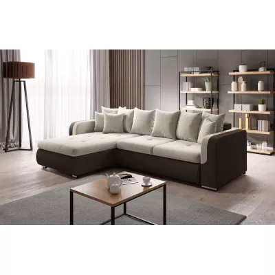 Rohová sedací souprava DAFNI MINI - hnědá / krémová, levý roh