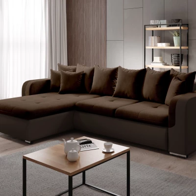 Rohová sedací souprava DAFNI MINI - hnědá, levý roh