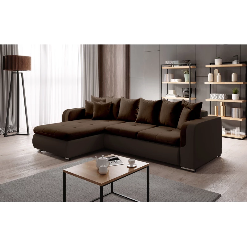 Rohová sedací souprava DAFNI MINI - hnědá, levý roh