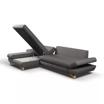 Rozkládací rohová sedačka GULEPA 1 - ocelová šedá 2, levý roh