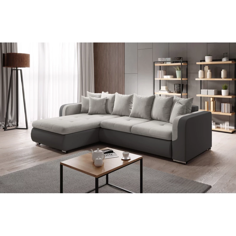 Rohová sedací souprava DAFNI MINI - šedá / světle béžová, levý roh