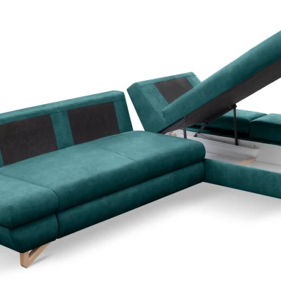 Rozkládací rohová sedačka GULEPA 1 - petrolejová, pravý roh