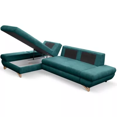 Rozkládací rohová sedačka GULEPA 1 - petrolejová, levý roh