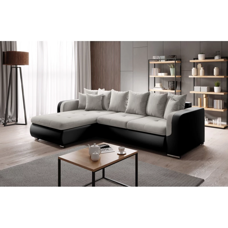 Rohová sedací souprava DAFNI MINI - černá / světle béžová, levý roh