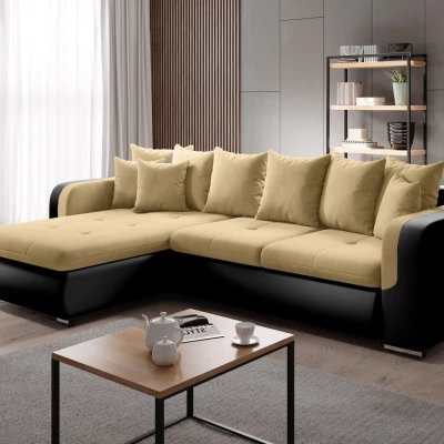 Rohová sedací souprava DAFNI MINI - černá / žlutá, levý roh