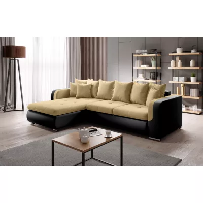 Rohová sedací souprava DAFNI MINI - černá / žlutá, levý roh