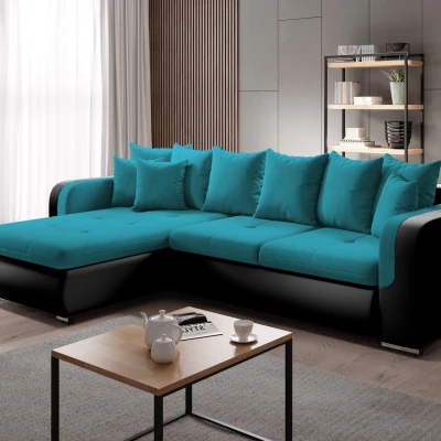 Rohová sedací souprava DAFNI MINI - černá / modrá, levý roh