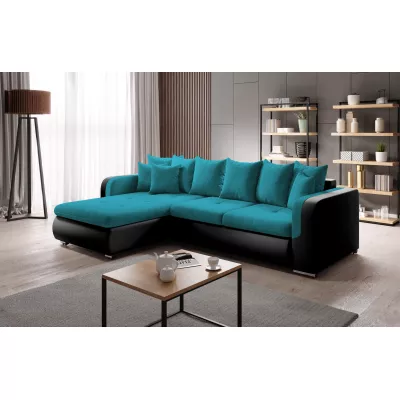 Rohová sedací souprava DAFNI MINI - černá / modrá, levý roh