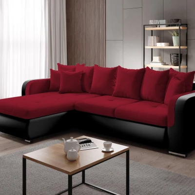 Rohová sedací souprava DAFNI MINI - černá / červená, levý roh