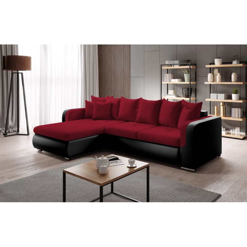 Rohová sedací souprava DAFNI MINI - černá / červená, levý roh
