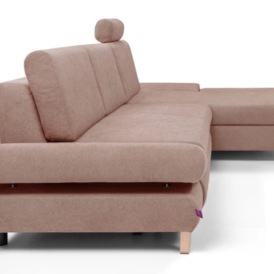 Rozkládací rohová sedačka GULEPA 1 - pastelová růžová, pravý roh