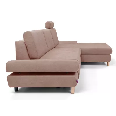 Rozkládací rohová sedačka GULEPA 1 - pastelová růžová, pravý roh