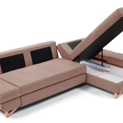 Rozkládací rohová sedačka GULEPA 1 - pastelová růžová, pravý roh