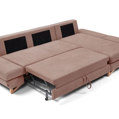 Rozkládací rohová sedačka GULEPA 1 - pastelová růžová, pravý roh