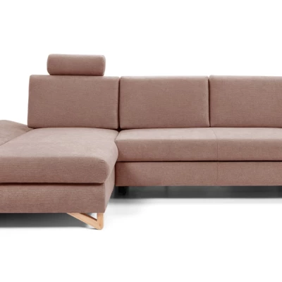 Rozkládací rohová sedačka GULEPA 1 - pastelová růžová, levý roh