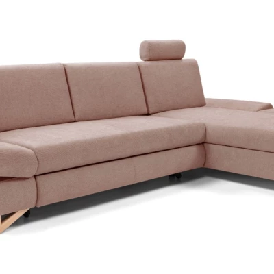 Rozkládací rohová sedačka GULEPA 1 - pastelová růžová, pravý roh
