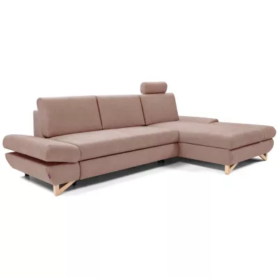 Rozkládací rohová sedačka GULEPA 1 - pastelová růžová, pravý roh