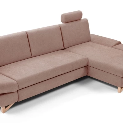 Rozkládací rohová sedačka GULEPA 1 - pastelová růžová, pravý roh