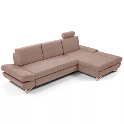 Rozkládací rohová sedačka GULEPA 1 - pastelová růžová, pravý roh