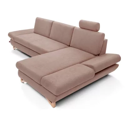 Rozkládací rohová sedačka GULEPA 1 - pastelová růžová, pravý roh