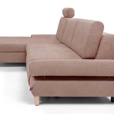 Rozkládací rohová sedačka GULEPA 1 - pastelová růžová, levý roh