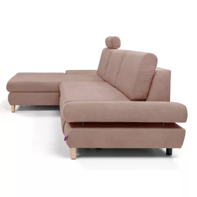 Rozkládací rohová sedačka GULEPA 1 - pastelová růžová, levý roh