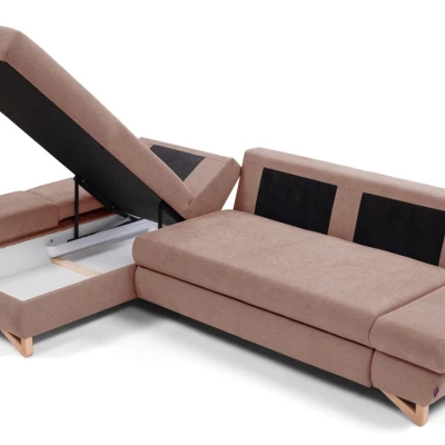 Rozkládací rohová sedačka GULEPA 1 - pastelová růžová, levý roh