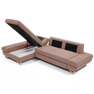 Rozkládací rohová sedačka GULEPA 1 - pastelová růžová, levý roh