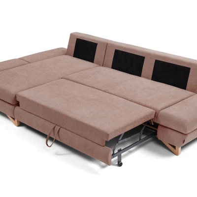 Rozkládací rohová sedačka GULEPA 1 - pastelová růžová, levý roh