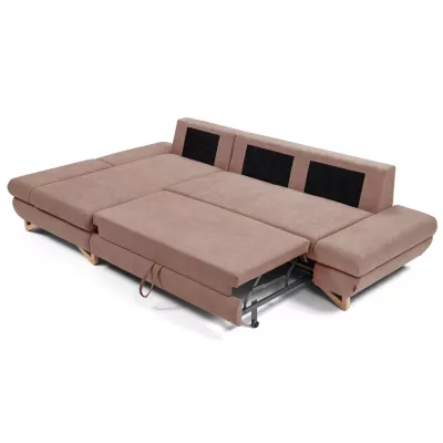 Rozkládací rohová sedačka GULEPA 1 - pastelová růžová, levý roh