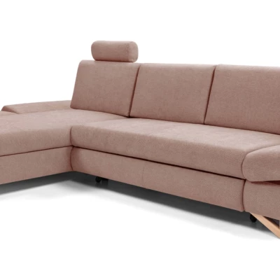 Rozkládací rohová sedačka GULEPA 1 - pastelová růžová, levý roh