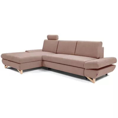 Rozkládací rohová sedačka GULEPA 1 - pastelová růžová, levý roh