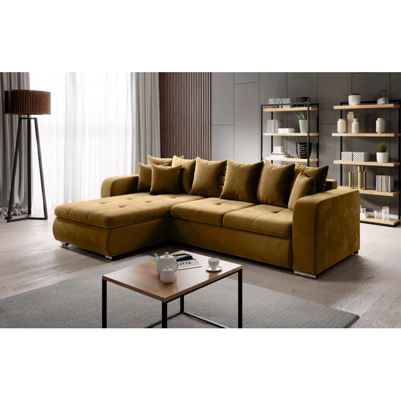 Rohová sedací souprava DAFNI MINI - hořčicová, levý roh