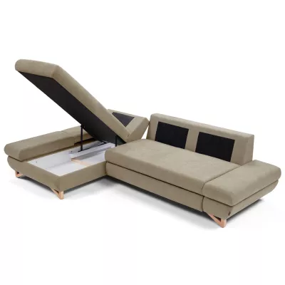 Rozkládací rohová sedačka GULEPA 1 - světlá hnědá, levý roh