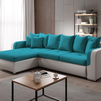 Rohová sedací souprava DAFNI MINI - bílá / modrá, levý roh