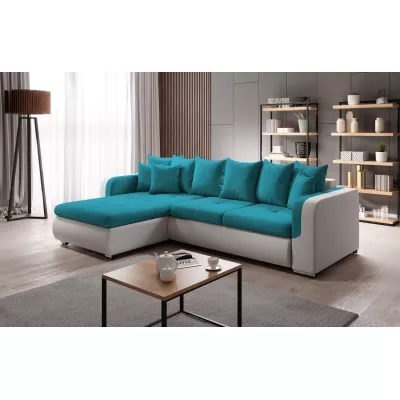 Rohová sedací souprava DAFNI MINI - bílá / modrá, levý roh