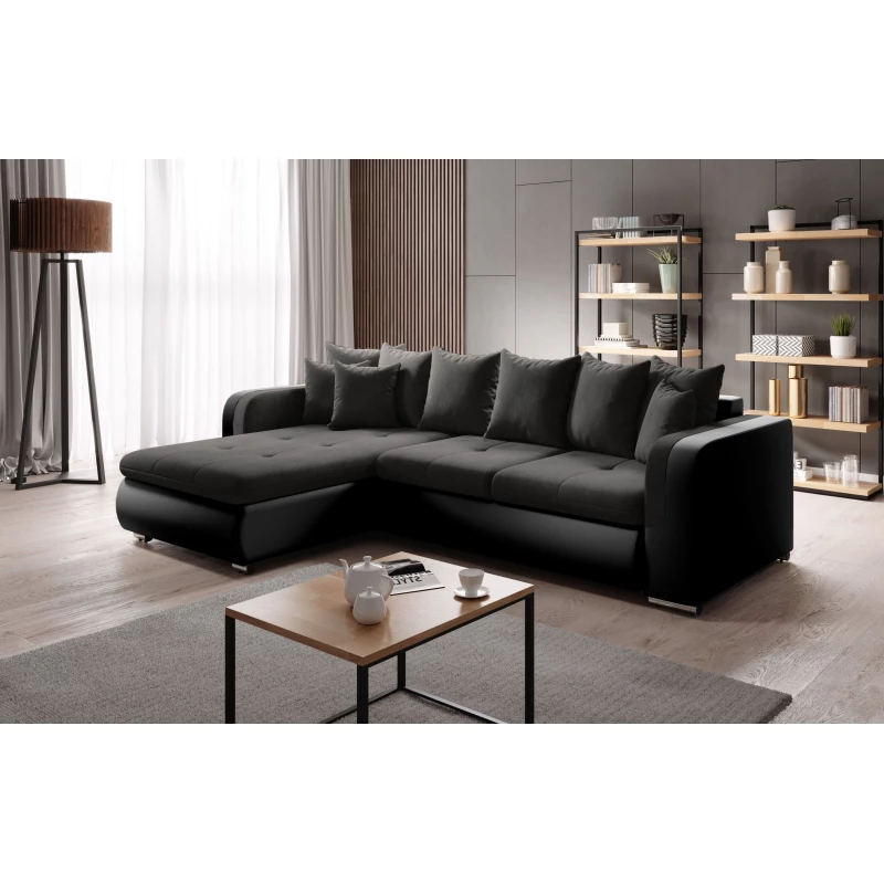 Rohová sedací souprava DAFNI MINI - černá, levý roh
