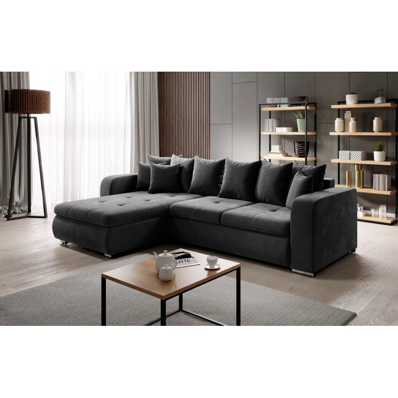 Rohová sedací souprava DAFNI MINI - tmavě šedá, levý roh