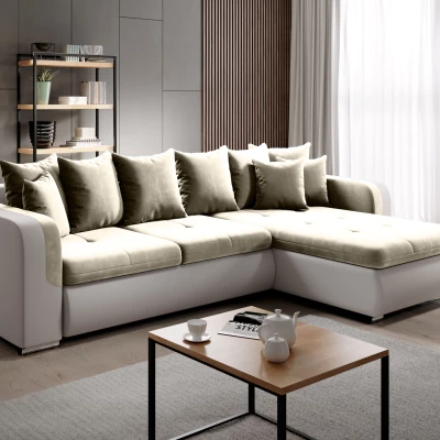 Rohová sedací souprava DAFNI MINI - bílá / béžová, pravý roh