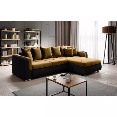 Rohová sedací souprava DAFNI MINI - černá / hořčicová, pravý roh