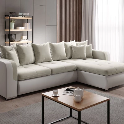 Rohová sedací souprava DAFNI MINI - bílá / krémová, pravý roh